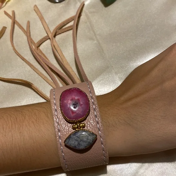 Genuine leather bracelet hand crafted